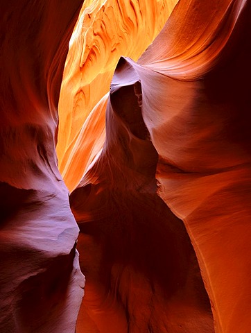 Red sandstone of the Moenkopi formation, rock formations, colours and textures in the Lower Antelope Slot Canyon, Page, Navajo Nation Reservation, Arizona, United States of America, USA