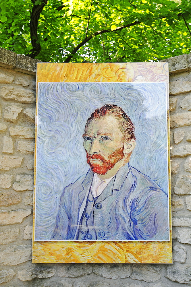 Self portrait of Vincent Van Gogh, Saint Paul de Mausole monastery, mental hospital, stay of Vincent Van Gogh, museum, Saint Remy de Provence, Provence-Alpes-Cote d'Azur, Southern France, France, Europe