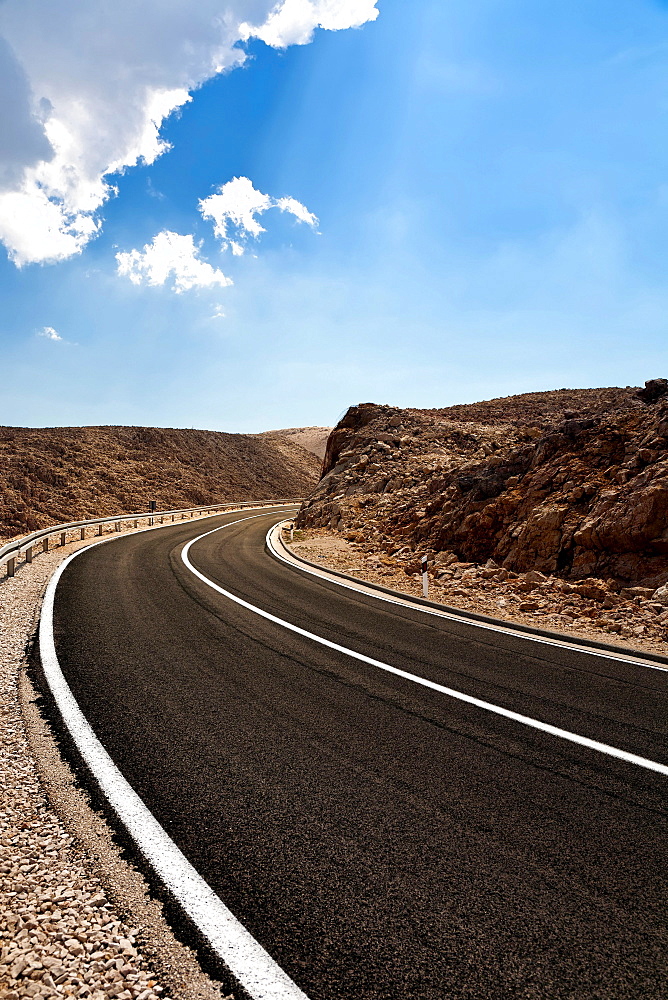 Coastal road on Pag Island, Zadar, Dalmatia, Croatia, Europe