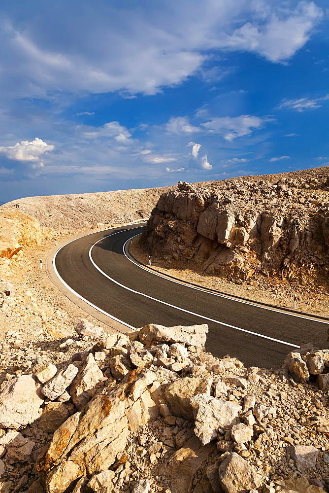 Coastal road on Pag Island, Zadar, Dalmatia, Croatia, Europe