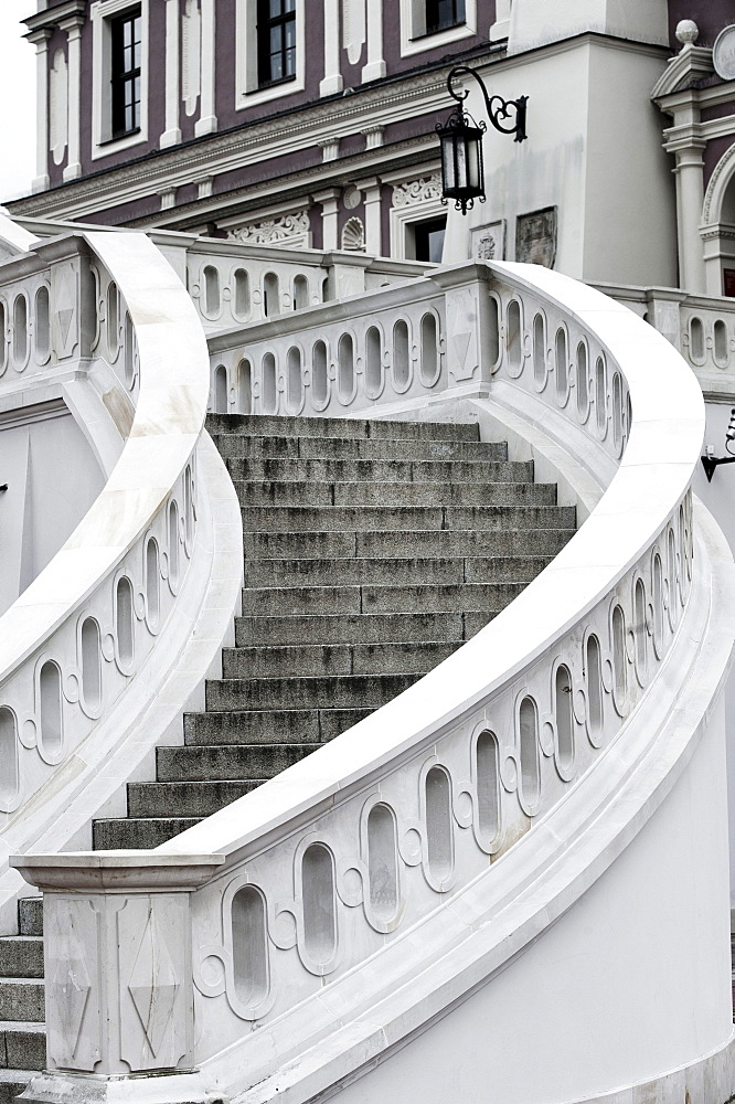 Stairs to town hall, Rynek, Zamosc, Lublin province, Poland