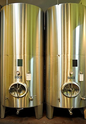 Modern wine barrels, Loisium World of Wine, Langenlois, Kamptal, Wachau, Lower Austria, Austria, Europe