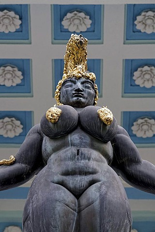 Voluptuous female statue, Ernst Fuchs Museum, former mansion of architect Otto Wagner, Gruenderzeit-style, Vienna, Austria, Europe