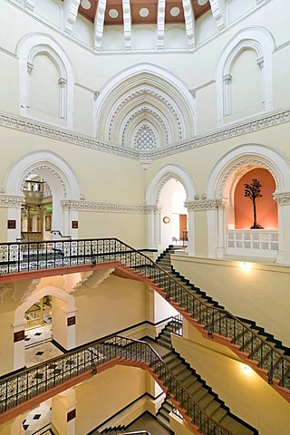 Staircase, historic wing of the Taj Mahal Hotel, Colaba district, Mumbai, Maharashtra, India, Asia