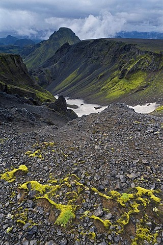 Fimmvoerï£¿uhals Pass, ï¬orsmoerk or Thorsmoerk mountain ridge, Icelandic highlands, South Iceland, Iceland, Europe