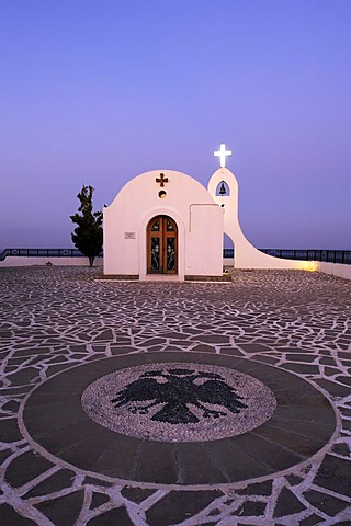 Agia Sophia Chapel at dusk, magic hour, Faliraki, Rhodes, Greece, Europe