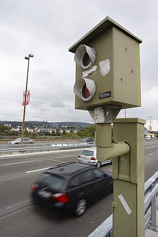 Speed camera on Europabruecke bridge, Koblenz, Rhineland-Palatinate, Germany, Europe