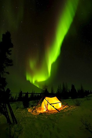 Northern Lights, aurora borealis above the Arctic, Hudson Bay, Manitoba, Canada