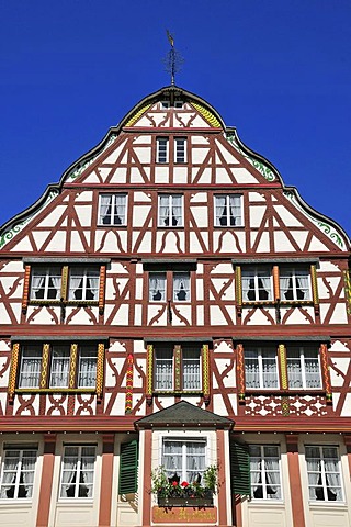 Half-timbered house on the market place of Bernkastel-Kues, Rhineland-Palatinate, Germany, Europe