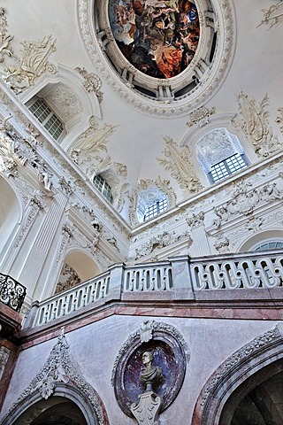 Ceiling above the staircase, Neues Schloss Schleissheim Palace, Oberschleissheim near Munich, Upper Bavaria, Bavaria, Germany, Europe