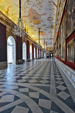 Great Gallery on the first floor, Neues Schloss Schleissheim Palace, Oberschleissheim near Munich, Upper Bavaria, Bavaria, Germany, Europe