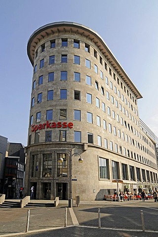 Historic Sparkasse bank building, Dr-Ruer-Platz square, inner city, Bochum, Ruhr Area, North Rhine-Westphalia, Germany, Europe