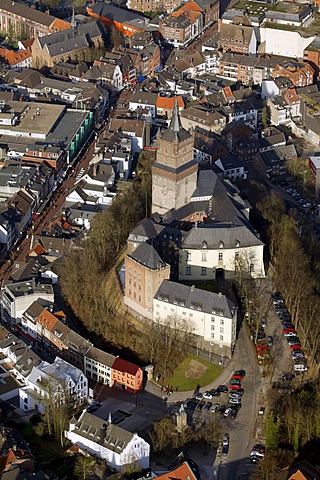 Aerial view, Schwanenburg castle, Kleve, Lower Rhine region, North Rhine-Westphalia, Germany, Europe