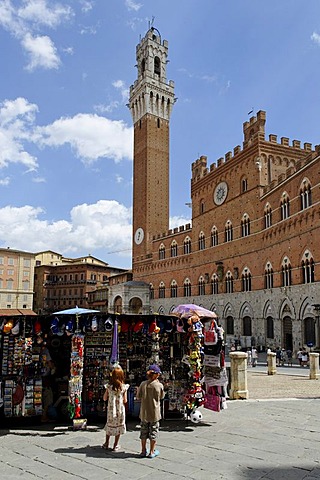 Palazzo Pubblico with the Torre del Mangia, Piazza del Campo, Siena, Tuscany, Italy, Europe