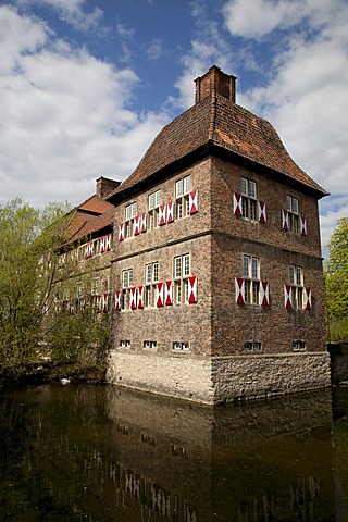 Schloss Oberwerries moated castle, Hamm, Ruhr Area, North Rhine-Westphalia, Germany, Europe
