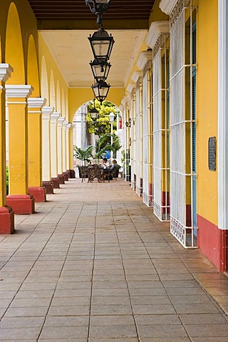 Colonial houses, Columns, Remedios, Santa Clara Province, Cuba, Central America