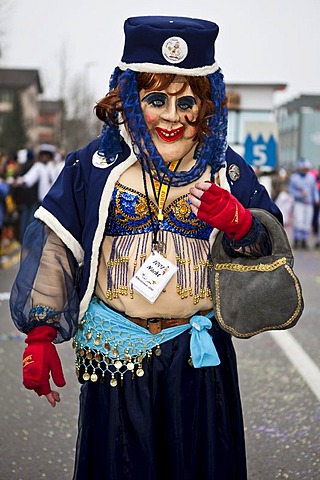 Individual dressed as a belly dancer during the carnival procession, Littau, Lucerne, Switzerland, Europe