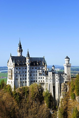 Schloss Neuschwanstein Castle, from Marienbruecke, Mary's Bridge, East Allgaeu, Allgaeu, Swabia, Bavaria, Germany, Europe