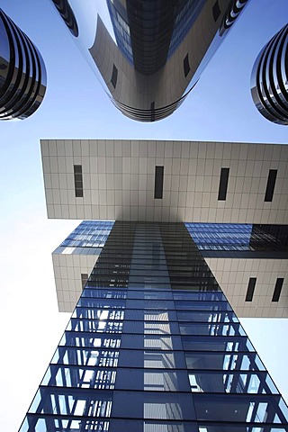 Modern architecture, Kranhaus, crane house, Rheinauhafen harbour, Cologne, North Rhine-Westphalia, Germany, Europe