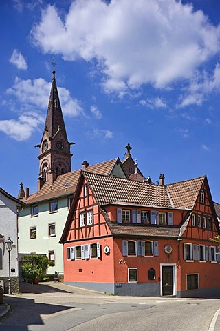 Church of St Johnnes Nepomuk in the old town, Neckargemuend, Baden-Wuerttemberg, Germany, Europe