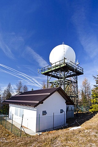 Precipitation Radar Station on Gantkofel Mountain, Mendel Ridge, Alto Adige, Italy, Europe