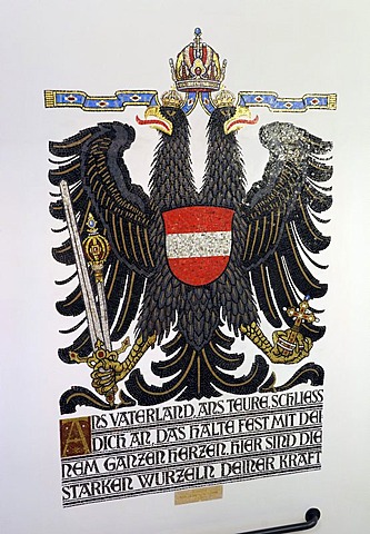 Austrian double eagle, wall painting, German National Library, Leipzig, Saxony, Germany, Europe