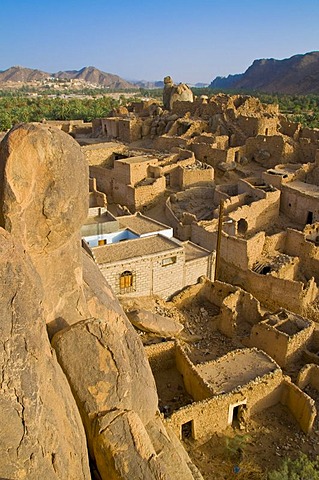 Stone houses in the village of Djanet, Algeria, Africa