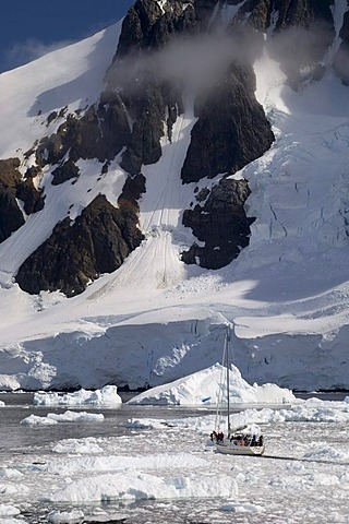 Sailing ship, Lemaire Channel, Antarctic Peninsula, Antarctica