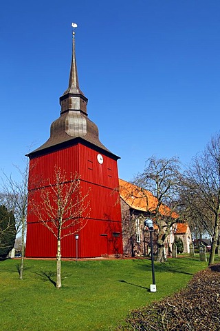 Historic church St. Nikolaus-Kirche, Brokdorf, Wilstermarsch, Unterelbe, Elbe Marshes, Kreis Steinburg district, Schleswig-Holstein, Germany,