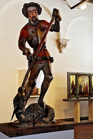 Bavarian National Museum, St. George, Old Bavaria, Salzburg, around 1390 - 1400, made of limewood, Prinzregentenstrasse 3, Munich, Bavaria, Germany, Europe