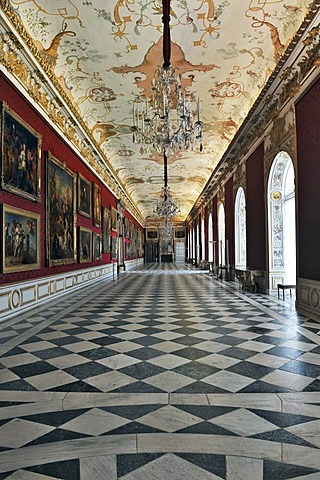 Great Gallery on the first floor, Neues Schloss Schleissheim Palace, Oberschleissheim near Munich, Upper Bavaria, Bavaria, Germany, Europe