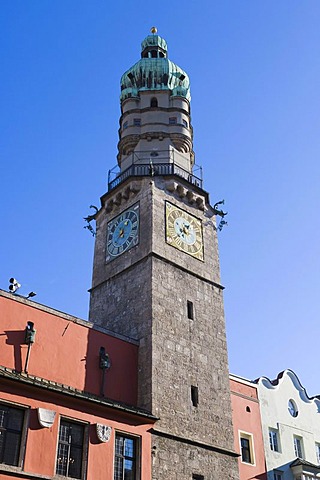 Stadtturm, City Tower, Herzog Friedrich Strasse, historical centre of Innsbruck, Tyrol, Austria, Europe