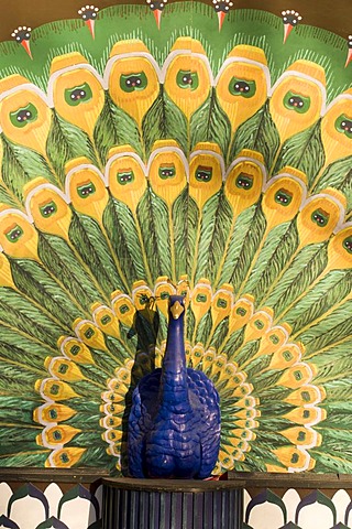 Peacock figurine, Tivoli gardens, Copenhagen, Denmark, Europe