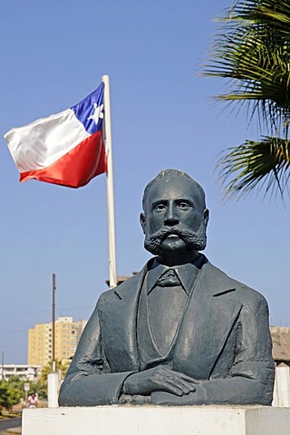 Monument to Coronel Jose Balta, Colonel, Museo Naval, maritime museum, historical museum, Armada, navy, marine museum, shipping, Chilean flag, Iquique, Norte Grande region, Northern Chile, Chile, South America