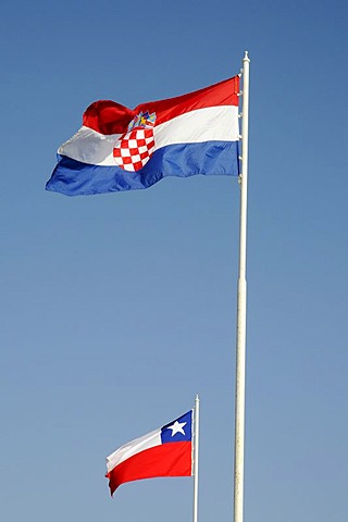 Croatian and Chilean flags, Iquique, Norte Grande region, Northern Chile, Chile, South America