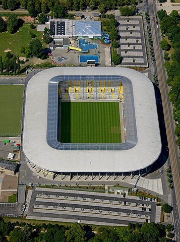 Aerial view, Rudolf-Habig-Stadion stadium, Dresden, Saxony, Germany, Europe