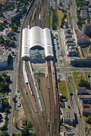 Aerial view, central station, Dresden, Saxony, Germany, Europe