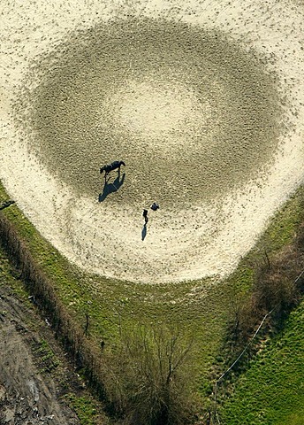 Aerial view, equestrian facility, vaulting, Kamen, Ruhrgebiet region, North Rhine-Westphalia, Germany, Europe