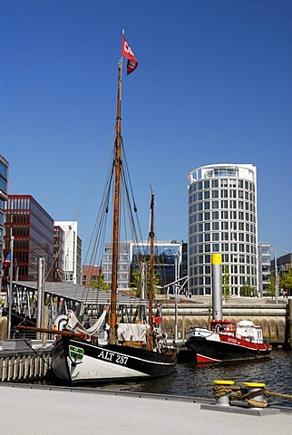 Historic sailing ships in the traditional ship port, HafenCity, Hamburg, Germany, Europe