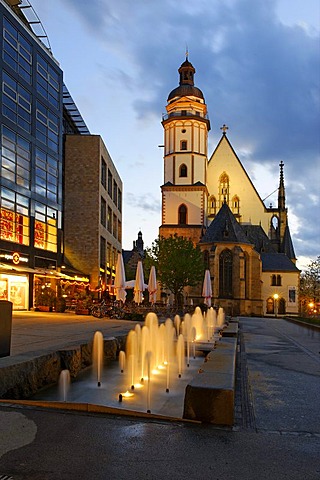 Square in front of St. Thomas's Church, Leipzig, Saxony, Germany, Europe