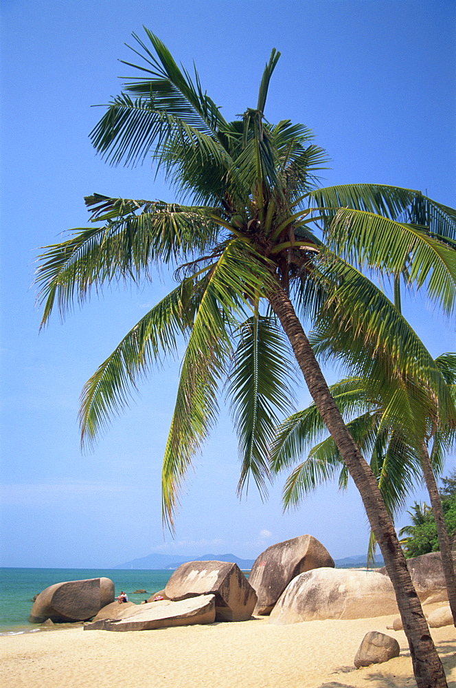 Beach scene at Tianya-Haijiao Tourist Zone, Sanya, Hainan Island, China, Asia