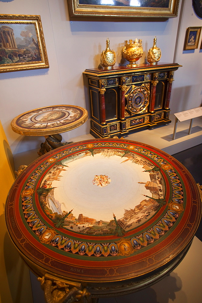 Table with Beautiful Sky of Italy scenes by Barberi, Victoria and Albert Museum, London, England, United Kingdom, Europe