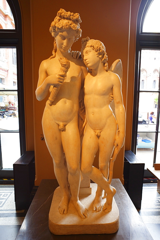 Statue of Cupid kindling the torch of Hymen signed 1831 by George Rennie, Victoria and Albert Museum, London, England, United Kingdom, Europe