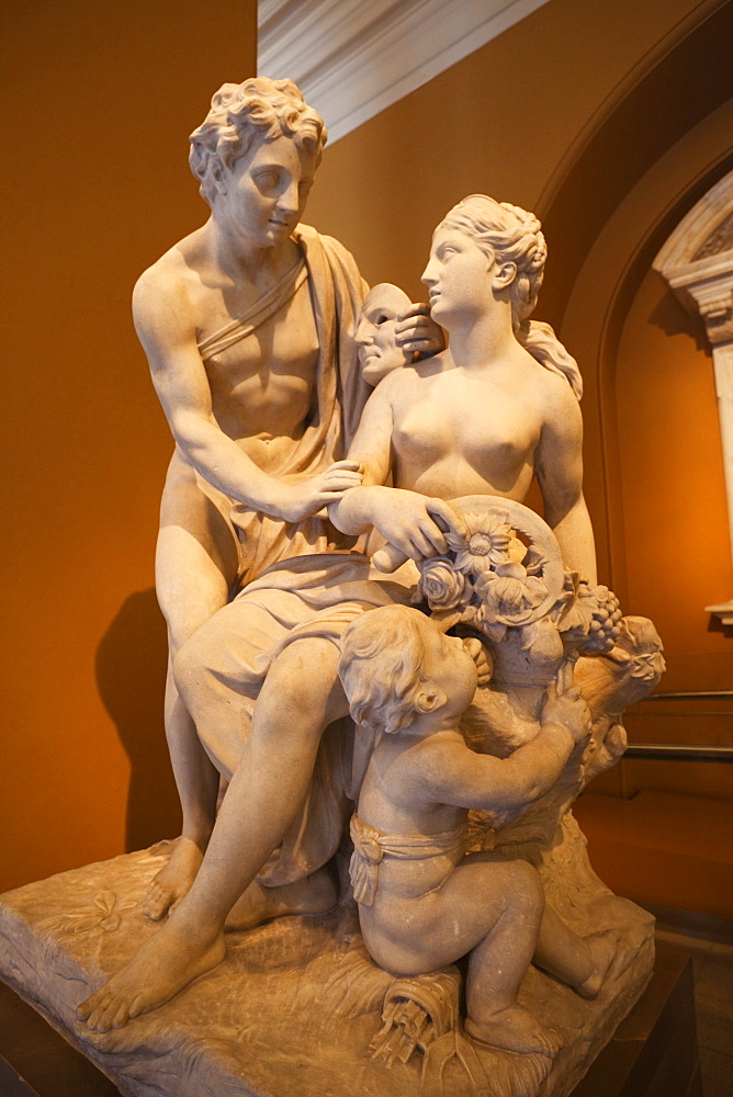 Statue of Vertumnus and Pomona by Laurent Delvaux dated 1725 , Victoria and Albert Museum, London, England, United Kingdom, Europe