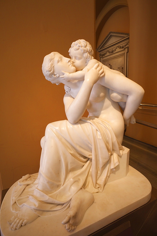 Statue titled Maternal Affection by Edward Hodges Baily dated 1837, Victoria and Albert Museum, London, England, United Kingdom, Europe