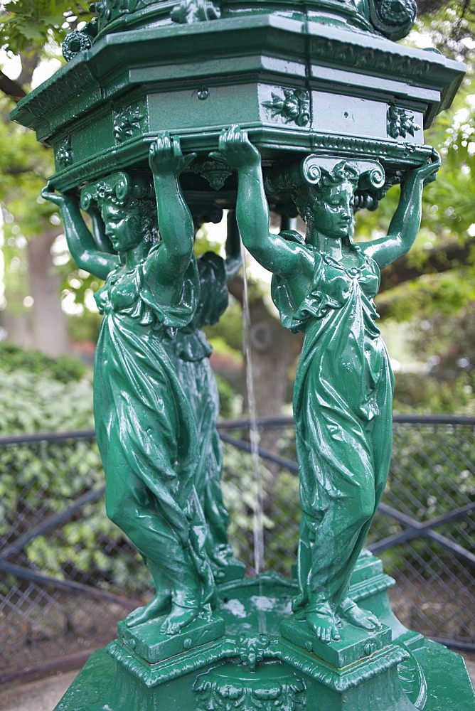 Ornate drinking fountain, Montmartre, Paris, France, Europe