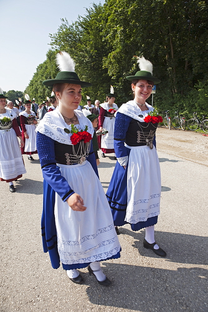 People in Bavarian costume, Munich, Germany, Europe