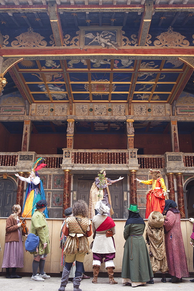 Interior of Shakespeare's Globe Theatre, Southwark, London, England, United Kingdom, Europe