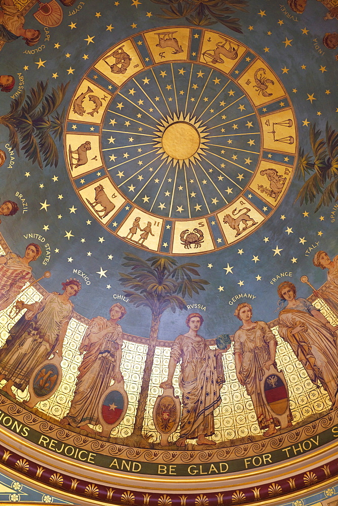 The dome of the Great Stairway depicting the signs of the zodiac, Foreign Office, Whitehall, London, England, United Kingdom, Europe