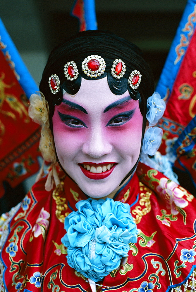 Portrait of Chinese Opera (Beijing Opera) actor dressed in costume, Beijing, China, Asia